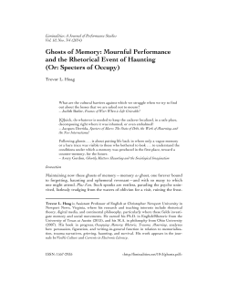 Ghosts of Memory: Mournful Performance and the
