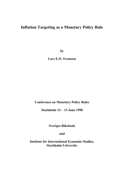 Inflation Targeting as a Monetary Policy Rule