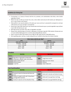 Guidelines for Dining Out How many calories per day? Breakfast Eat