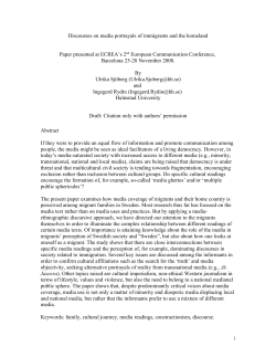 Discourses on media portrayals of immigrants and the homeland