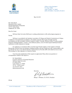 May 28, 2013 Ms. Susan Hood Education Policy Analyst Florida