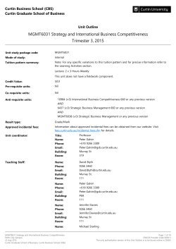 Page 1 Unit study package code: MGMT6031 Mode of study