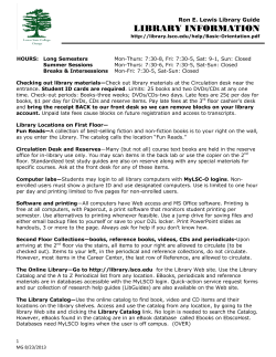 Ron Lewis Library Information Guide