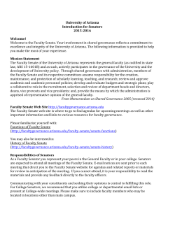 Introduction for Senators - Faculty Governance