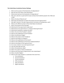 The United States Constitution Review Challenge 1. What was the