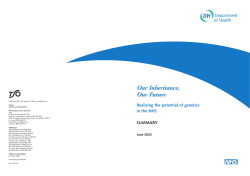 Our inheritance, our future: realising the potential of genetics in the