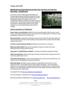 Matt Brubeck and David Braid Unveil their First Jazz Piano and