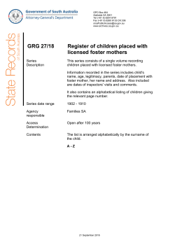 GRG 27/18 Register of children placed with licensed foster mothers