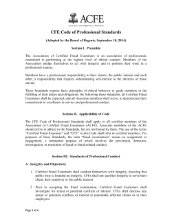 CFE Code of Professional Standards - Association of Certified Fraud