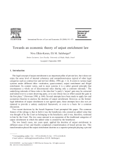 Towards an economic theory of unjust enrichment law