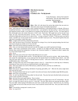 Mike Martin Interview Segment 2 A Cowboy`s Life