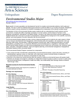 Environmental Studies - Kenneth P. Dietrich School of Arts and