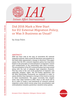 Did 2016 Mark a New Start for EU External Migration Policy, or Was It