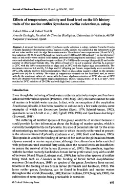 Effects of temperature, salinity and food level on