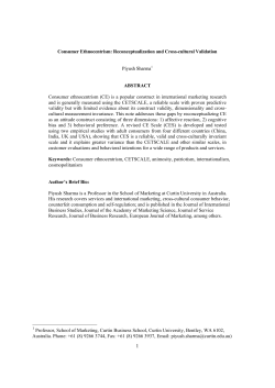 Consumer Ethnocentrism: Reconceptualization and Cross