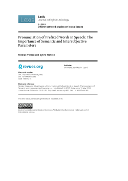 Pronunciation of Prefixed Words in Speech - Lexis, E