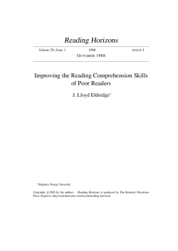 Improving the Reading Comprehension Skills of Poor Readers