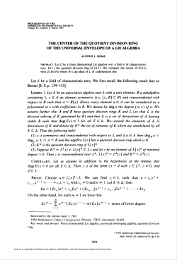 THE CENTER OF THE QUOTIENT DIVISION RING OF THE