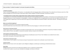 Le Monde Francophone - French Level 1 &ndash; Ms Do Please read