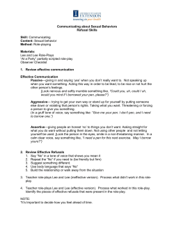 Communicating about Sexual Behaviors Refusal Skills Skill