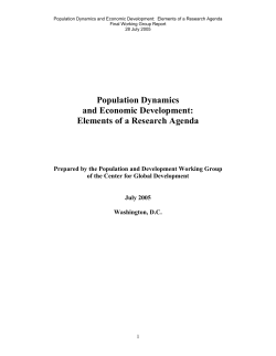 Population Dynamics and Economic Development: Elements of a