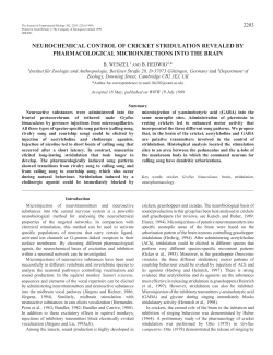 Neurochemical control of cricket stridulation