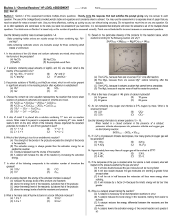 Big Idea 3: &ldquo;Chemical Reactions&rdquo; AP LEVEL ASSESSMENT
