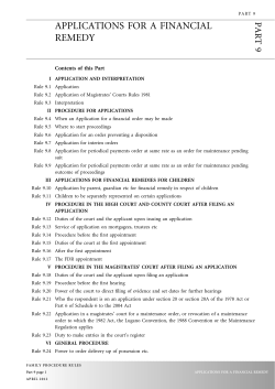 applications for a financial remedy