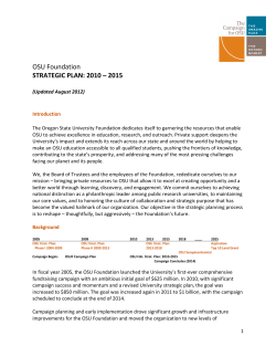 OSU Foundation STRATEGIC PLAN: 2010 &ndash; 2015