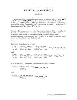 CHEMISTRY 311 - ASSIGNMENT 1