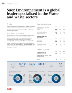 Suez Environnement is a global leader specialised in the