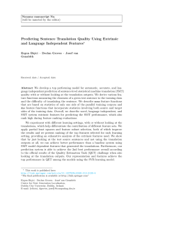 Predicting Sentence Translation Quality Using Extrinsic and