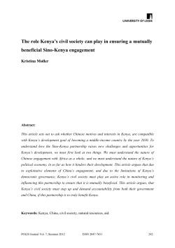 The role Kenya`s civil society can play in ensuring a mutually