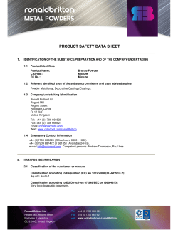 PRODUCT SAFETY DATA SHEET
