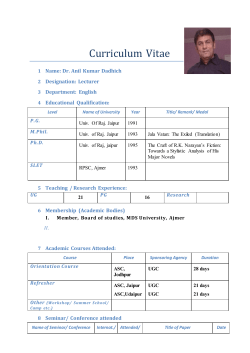 Curriculum Vitae - Department of College Education, Government of