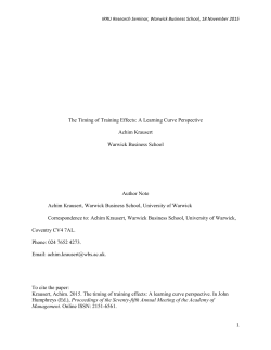 The Timing of Training Effects: A Learning Curve Perspective Achim