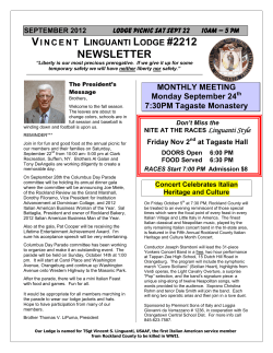 NEWSLETTER - Order Sons of Italy in American Grand Lodge of