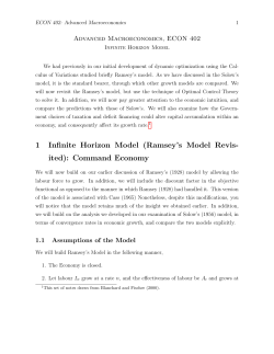 1 Infinite Horizon Model (Ramsey`s Model Revis