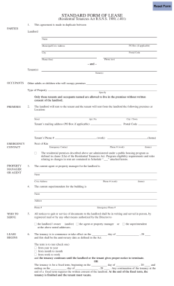 Standard form of lease