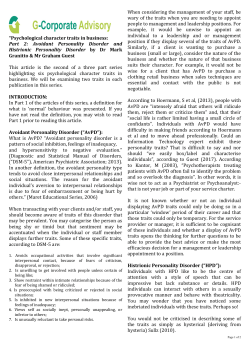 &ldquo;Psychological character traits in business: Part 2: Avoidant