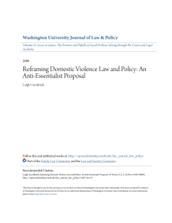 Reframing Domestic Violence Law and Policy