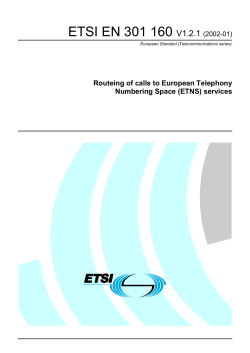 EN 301 160 - V1.2.1 - Routeing of calls to European Telephony