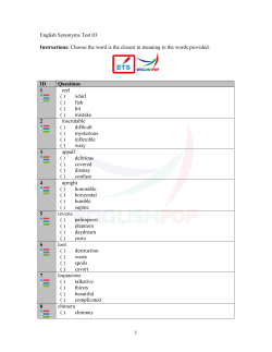 1 English Synonyms Test 03 Instructions: Choose the word is the