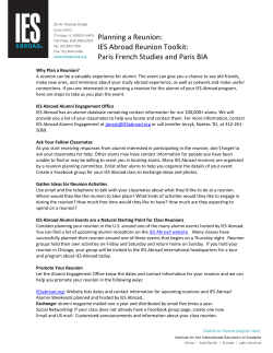 Planning a Reunion: IES Abroad Reunion Toolkit: Paris French