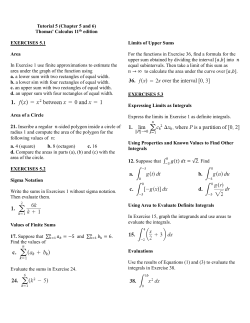 Tutorial 5 (Chapter 5 and 6) Thomas` Calculus 11th edition