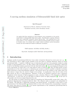 A moving medium simulation of Schwarzschild black hole optics