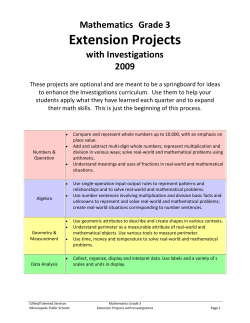 Mathematics Grade 3 Extension Projects
