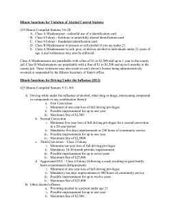 Illinois Sanctions for Violation of Alcohol Control Statutes 235 Illinois