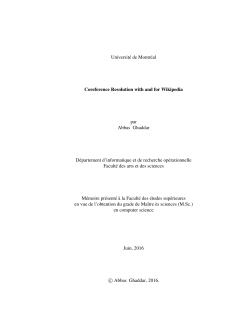 Universit&eacute; de Montr&eacute;al Coreference Resolution with and for