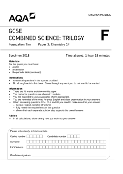 GCSE Trilogy Specimen question paper Paper 3